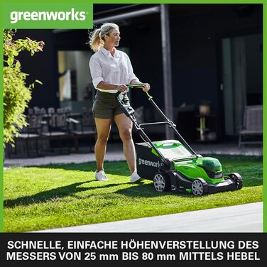 Акумуляторна газонокосарка Greenworks G24X2LM41 для площі до 440 м, ширина зрізу 41 см, мішок на 50 л БЕЗ 2 акумуляторів 24 В (еквівалент 48 В) та зарядного пристрою, 3-річна гарантія без акумулятора