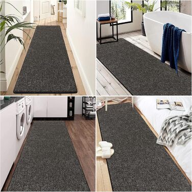 Килимова доріжка 80x200 см, що прається, для передпокою, нековзний килим для пральної машини, для передпокою, кухонна доріжка для вхідної зони, спальні, коридору, чорно-сірого кольору, чорно-сірого кольору, 80 x 200 см
