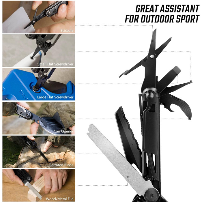 Багатофункціональні плоскогубці SwissTech 16 в 1, складні Mulitool Tool Багатофункціональні плоскогубці, з ножицями, ножем, пилкою
