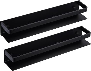 Настінна полиця для спецій KES, тримач для спецій, органайзер для спецій, кухонний, для зберігання спецій, кухонна полиця для спецій 40 см, 2 шт., матово-чорний колір, настінний, KSR401S40-BK-P2, 39,9 см