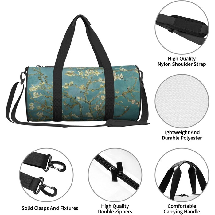 Дорожня сумка Квітка Мигдалю великої місткості Легка та міцна Ідеальний подарунок для походів, відпусток, ділових поїздок та іншого