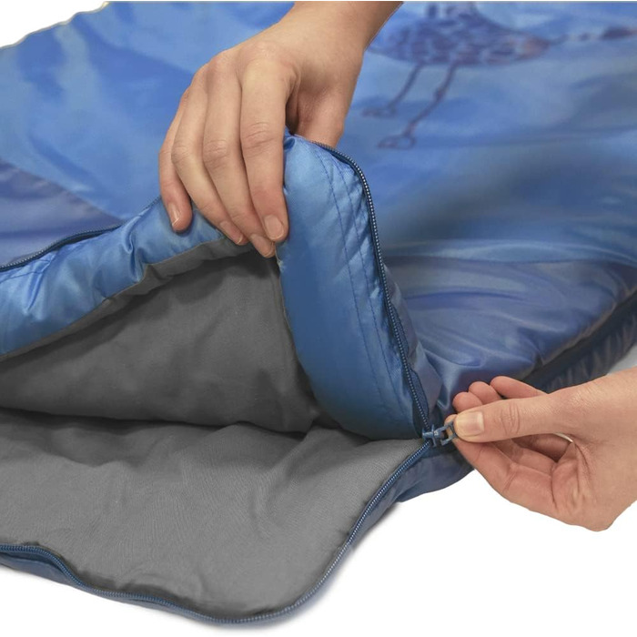 Дитячий спальний мішок Dream Express від Outdoorer - ковдра-спальний мішок для дітей, з бавовняною підкладкою, синій/жираф