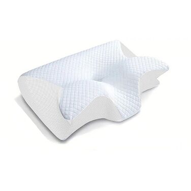 Подушка для сну Pillow Daddy, подушка для шиї з піни з ефектом пам&39яті від болю в шиї, ергономічна подушка проти хропіння для сну на спині та животі, дихаюча та миється, включає 2 чохли (білий)