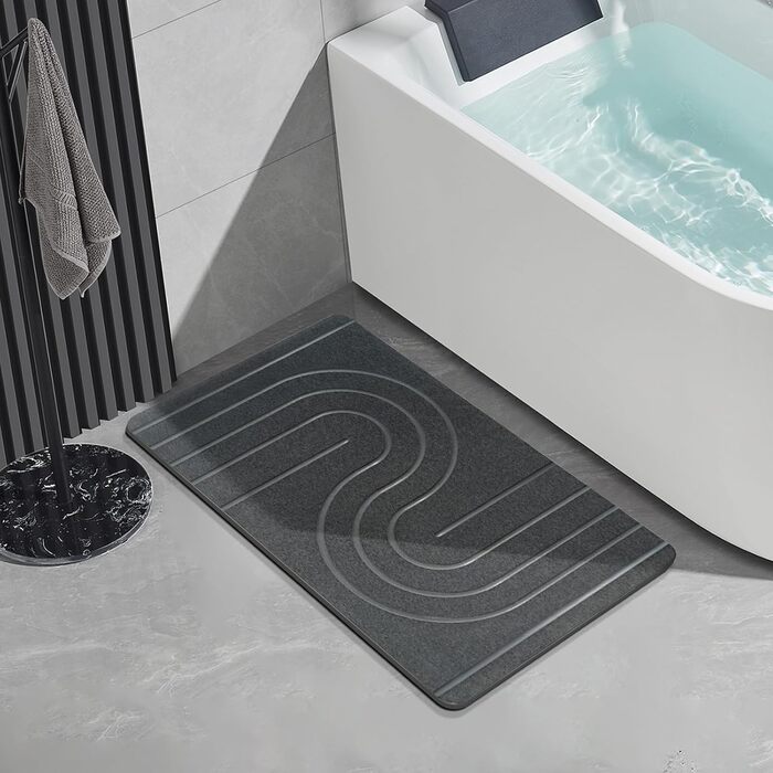 Великий кам&39яний килимок для ванної 80x50 см, 2024 Новий діатомовий килимок для ванної, нековзний, килимок для душу, килимок для ванної, швидковисихаючий, 100 натуральний, суперпоглинаючий килимок для ванної (сірий, 80x50 см) 50 x 80 см (прямокутний) сі