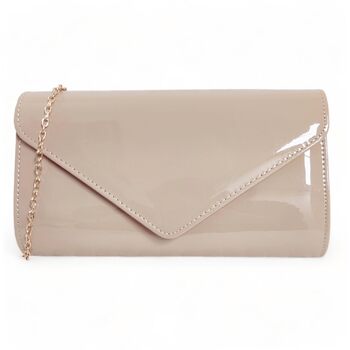Клатч/Сумочка лакована для нареченої, весілля, вечірки, середнього розміру, колір нюд