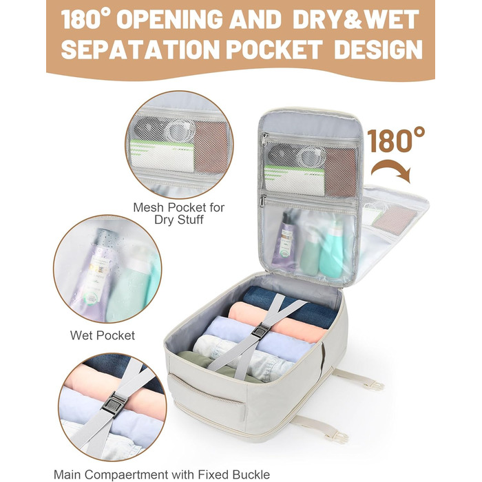 Рюкзак для ручної поклажі Ryanair 40x20x25, поклажа під сидінням, максимальний розмір поклажі для подорожей у салоні, сумка для перельоту, сумка для багажу на вихідні з плечовим ременем, сумка-дама, спортивна сумка - 20 л, колір слонової кістки 40x20x25 с