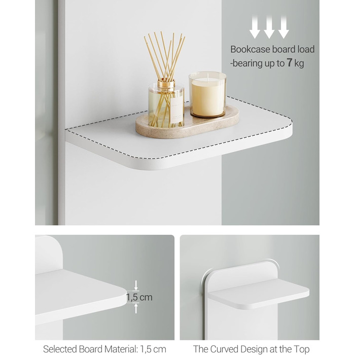 Полиця Hzuaneri, 7-рівнева окремостояча полиця, сучасний дизайн книжкової шафи, настінна полиця, книжкова шафа, окремостояча або настінна, для кабінету, вітальні, спальні, 24 x 30 x 186 см, білий BC88803X