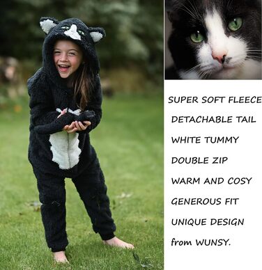 Кігурумі Кошеня Wunsy, суперм'який фліс, чорно-білий 5–6 років