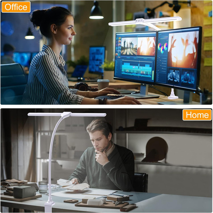 Світлодіодна настільна лампа, настільна лампа Hokone із затискачем, лампа на гусячій шиї потужністю 9 Вт із затемненням 5 колірних