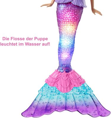 Лялька Barbie Dreamtopia Magic Light Mermaid зі світлим волоссям, лялька Барбі з хвостом русалки, підходить як подарунок для дітей віком від 3 років, рожеве волосся HDJ36 одинарне