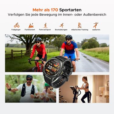 Розумний годинник DOOGEE Anywise W1 зі штучним інтелектом для чоловіків, дводіапазонний GPS, водонепроникність 5 атм, 12 днів роботи від батареї, 1,43-дюймовий AMOLED HD, понад 170 спортивних режимів, Bluetooth-дзвінки, сумісний з Android/iOS, 2 чорних ре
