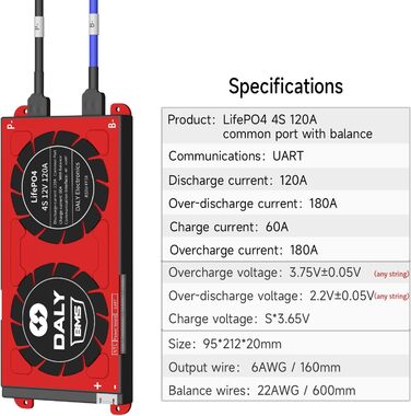 Батарея Захист Плата Система керування Батареєю з вирівнювальними кабелями та бездротовим модулем Bluetooth для літій-залізофосфату, 4 4S 12V 120A Bluetooth Smart PCB