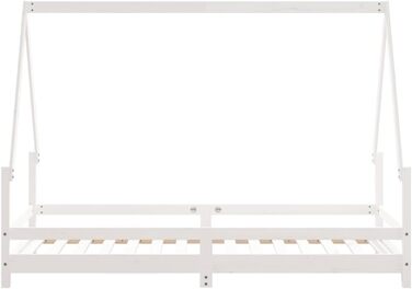 Дитяче ліжко, біле, 90x190 см, масив сосни з міцними ламелями та продуманим дизайном у формі будиночка для стійкості та вентиляції, 195,5 x 95,5 x 139,5 см, біле