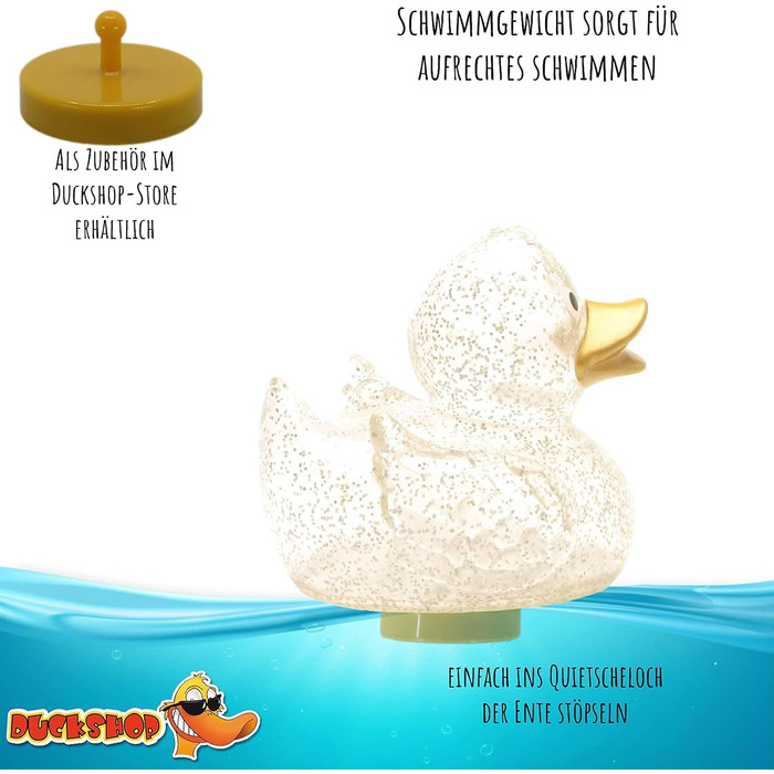 Гумова качечка Камілла - блискітки із золотим дзьобом