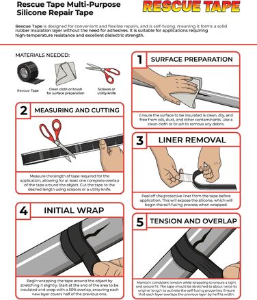 Рятувальна стрічка RP2562 Schwarz 20 Mil 12ft силіконова рятувальна стрічка