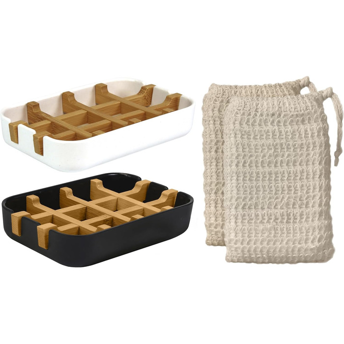 Стійкі, екологічно чисті мильниці з натуральної бамбукової деревини та кукурудзяного крохмалю з піддоном для стікання води 2 сизал
