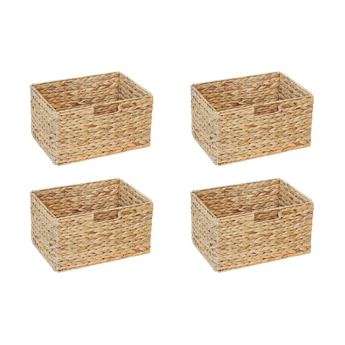 Комплект із 4 кошиків Billy з полицями / 36 x 25 x 20 см / Виготовлено з натурального водяного гіацинта / Складаний плетений кошик, полиця-коробка, коробка для зберігання, кошик-шафа, розбірний та дуже стійкий