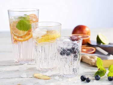 Набір з 6 високоякісних пластикових склянок Tritan об'ємом 0,4 л, без вмісту БФА, кришталевий вигляд, небиткі багаторазові склянки