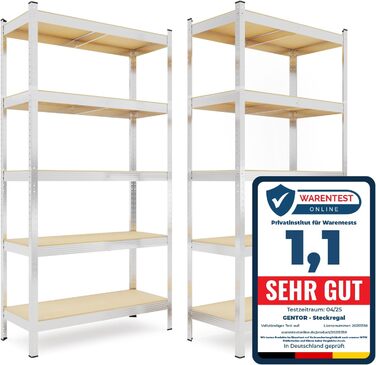 Металевий стелаж 180x90x40 см комплект із 2 надміцних стелажів з 5 полицями оцинковані стелажі для зберігання у підвалі стелажі для майстерні, підвалу та гаража до 875 кг