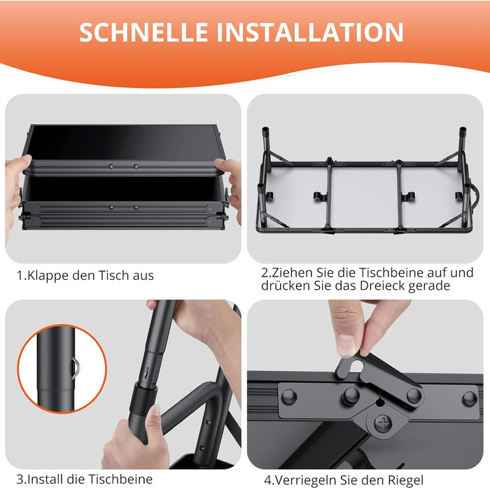 Складаний кемпінговий стіл FUNYKICH з 3 регульованими висотами (26/48/70 см), портативний алюмінієвий стіл для гриля, для вулиці 87x40 см, панелі МДФ, багатофункціональний стіл-валіза для пікніків, кемпінгу, балкону, чорний 87 x 40 x 26/48/70 см