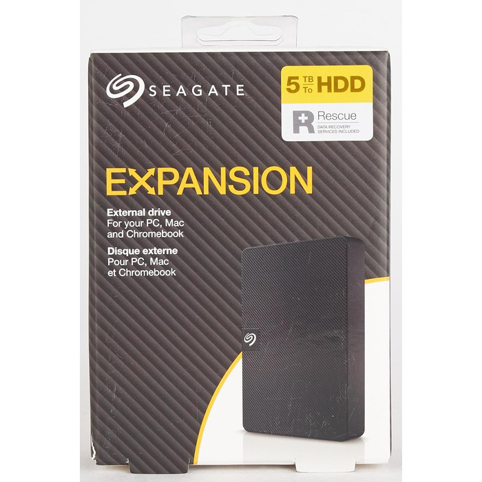 Портативний зовнішній жорсткий диск Seagate Expansion на 5 ТБ, 2,5 дюйма, USB 3.0, для ПК та ноутбуків, 2 роки гарантії, номер моделі STKM5000400