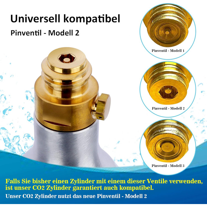 Циліндр CO2, новий і вперше заповнений у Німеччині, циліндр з вуглекислим газом циліндр для газованої води 425 г вуглекислого газу приблизно для 60 л води, підходить для виробників газованої води Sodastream тощо, 10 років TV, 2 шт.