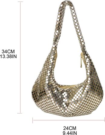 Жіноча сумка на вечірку, клатч з металевими паєтками, золота однотонна сумочка на ланцюжку