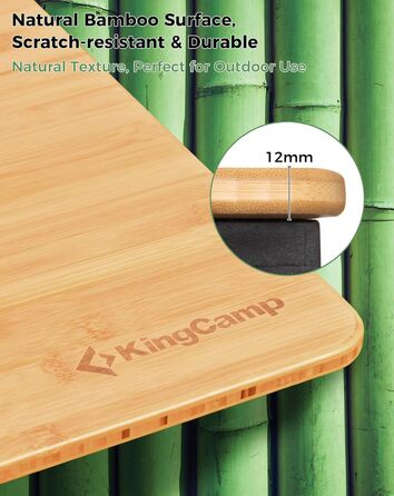 Складана кемпінгова кухня KingCamp з раковиною, бамбукова кемпінгова шафа, складна вулична кухня з місцем для зберігання, вітровим склом та тримачем для лампи, міцна алюмінієва рама, дорожня кухня, кемпінгові меблі для пікніків-барбекю, кемпінгова шафа з 