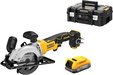 Акумуляторна портативна циркулярна пила Dewalt DCS571NT-XJ у кейсі, акумулятор 1,7 Ач, зарядний пристрій