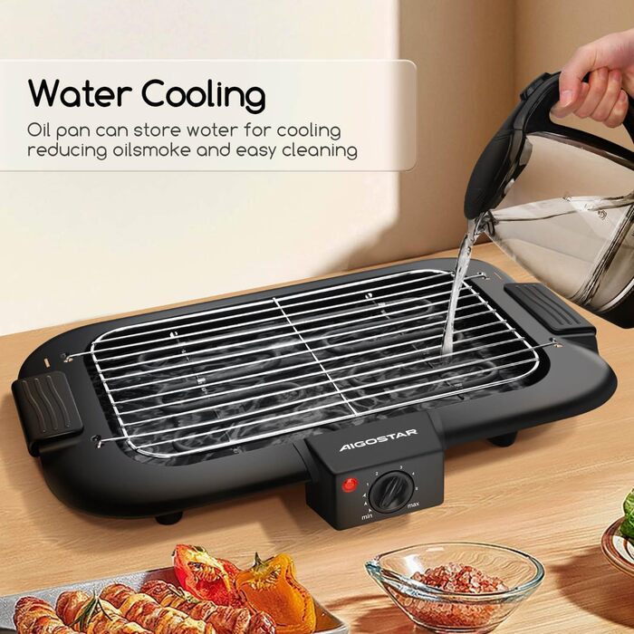 Бездимний настільний гриль Барбекю електричний гриль Електричний гриль-барбекю 2000 Вт з антипригарним покриттям, поверхня гриля 3