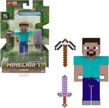 Фігурки та аксесуари Mattel Minecraft, точно в масштабі, приблизно 8 см заввишки, з піксельним дизайном (фігурки можуть відрізнятися) HTN05