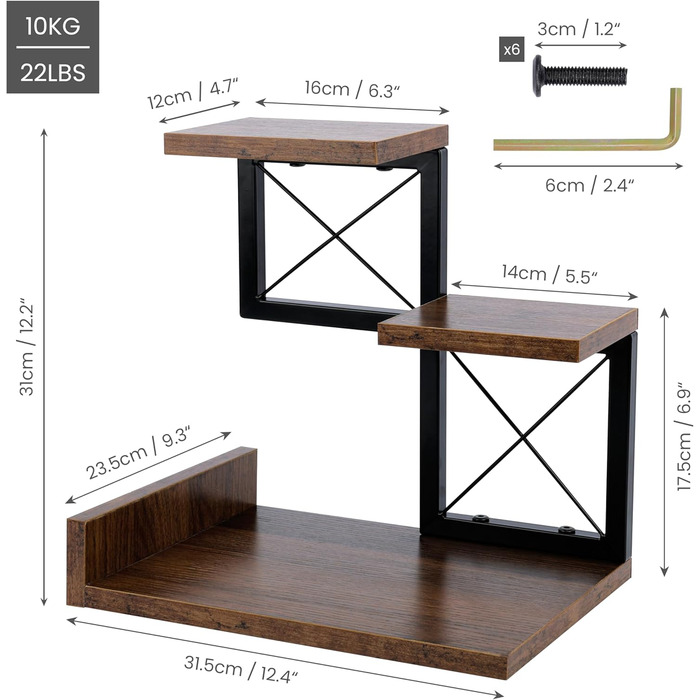 Трирівнева полиця для столу BELLE VOUS - Дерев&39яна полиця для столу - Маленька книжкова полиця - Органайзер для столу - Створити замовлення