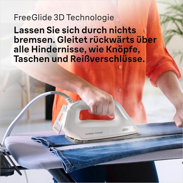 Парова праска з підошвою FreeGlide 3D, вертикальна подача пари, 2400 Вт, тиск насоса 5,5 бар, подача пари 400 г/хв, великий резерв