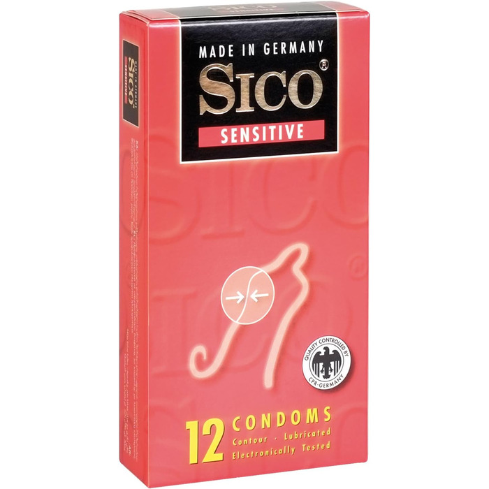 Презервативи SICO Sensitive - Натуральний каучуковий латекс - Змащені - Тонкі стінки для підвищеної чутливості - Індивідуально упаковані в коробку - 12 шт. - Зроблено в Німеччині Sensitive 12 шт. (1 упаковка)