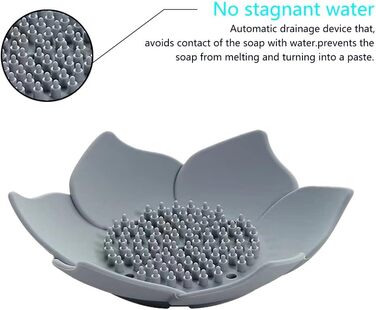 Каучукова мильниця з 2 частин зі зливом, мильниця для кухні, мильниця для душу, мильниця з пелюсткою (біла та сіра)