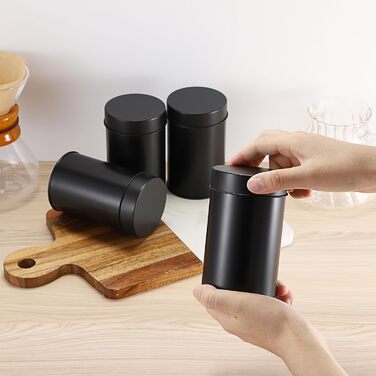 Маленьких круглих чайних банок, контейнери для зберігання розсипного чаю, чайні контейнери з герметичними подвійними кришками, чорні, коробки для зберігання спецій, трав, цукру, універсальний подарунок для любителів чаю, 12