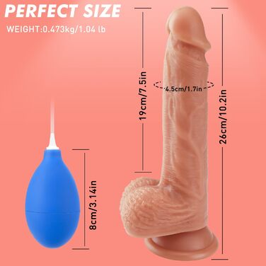 Реалістичний фалоімітатор QiCheng&LYS, 26 см, з потужним присоском та функцією еякуляції