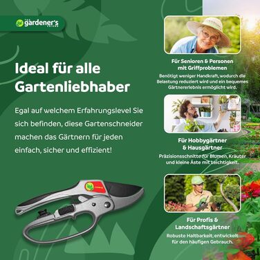 Садовий секатор Друг Садівника - Легкий секатор для обрізки троянд та рослин, ідеальний для людей зі слабкими руками - для стебел, кущів, живоплотів та тонких гілок - легкий у використанні.