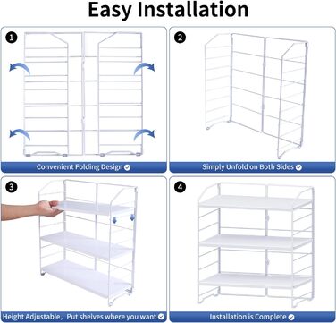 Металева підставка для спецій AIRUJIA, 3-рівнева регульована кухонна полиця, органайзер для столу, підходить для кухні, ванної кімнати та спальні, кухонна полиця, місце для зберігання у ванній кімнаті, білий колір