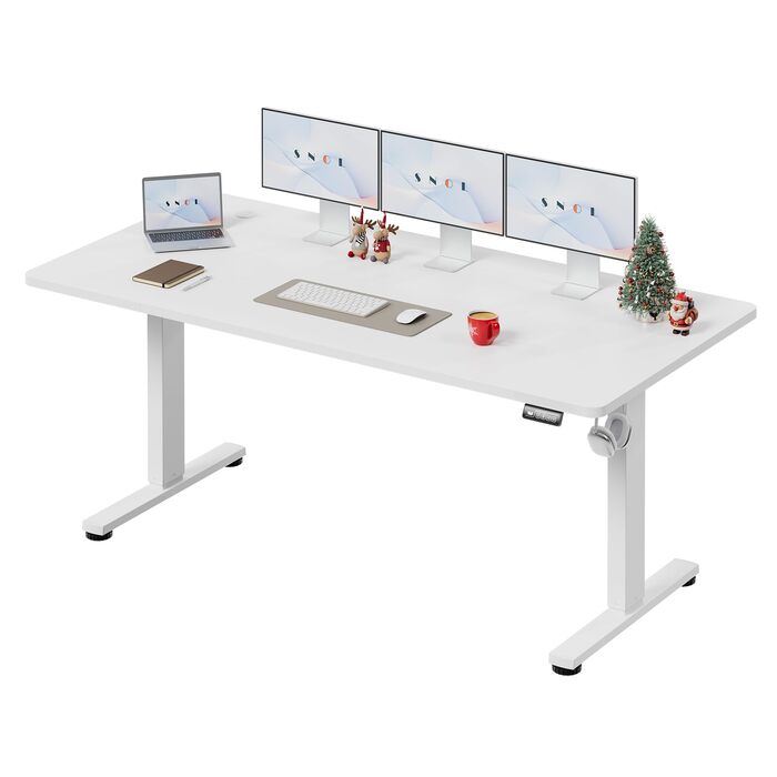Стіл з регульованою висотою 180 x 80 см, стіл з електричним регулюванням висоти та функцією пам&39яті, ігровий стіл, регульований стіл, комп&39ютерний стіл для офісу, стіл для роботи стоячи, білий 180 x 80 см