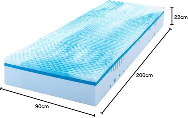 Матрац MLILY Pro 90x200 см Матрац з піни з ефектом пам&39яті висотою 22 см Комфортний сон 7 зон комфорту та 3 шари для спокійного сну Pro 90 x 200 см