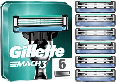 Леза для бритви Gillette Mach3, 6 змінних лез для вологих бритв Men з 3-кратним лезом Alt 6 шт. (1 упаковка)