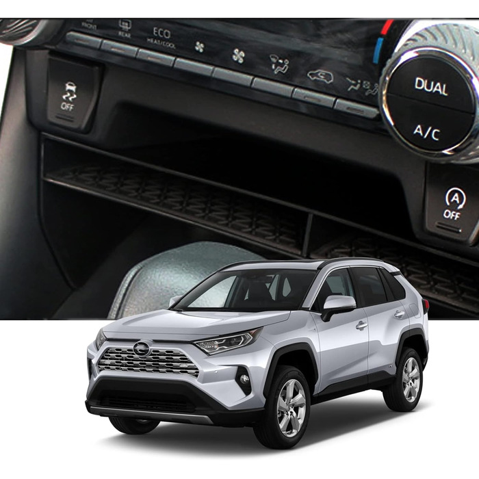 Ящик для зберігання на центральній консолі Coleya сумісний з Toyota RAV4 2019-2024, аксесуари RAV4 Бардачок з центральним підлокітником, органайзер підлокітника RAV4 з нековзним килимком (чорний) для центральної консолі чорний