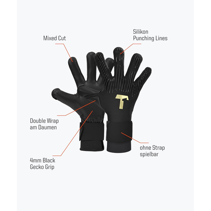 Професійні воротарські рукавички T1TAN чоловічі, Rebel, розміри 6-11, багато кольорів, воротарські рукавички для дорослих, воротарські рукавички для дітей, футбольні воротарські рукавички для дітей, дорослих та дітей 10 Rebel 2.0 Black-Out