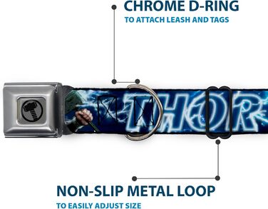 Нашийник для собак Молот Тора, колекція Месники, блакитно-білий, ширина 2,5 см, регульований розмір (28,9-43,2 см) - для собак середнього розміру
