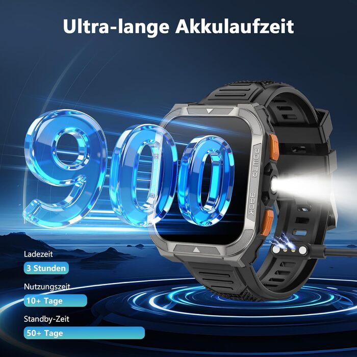 Чоловічий смарт-годинник Blackview з GPS/компасом/Bluetooth дзвінками/світлодіодним підсвічуванням/чатом/перекладачем, спортивний годинник зі 100 спортивними режимами - пульс - сон - кроки - калорії - кілометраж, фітнес-годинник для Android та iOS, GPS - 