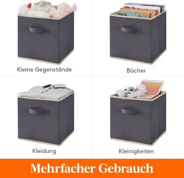 Коробка для зберігання Lifewit Fabric, складні куби для зберігання об&39ємом 18 л, органайзери з нетканого матеріалу з ручкою для полиць-кубів, вставка для полиць, 8 предметів, 26,5 x 26,5 x 28 см, сірий