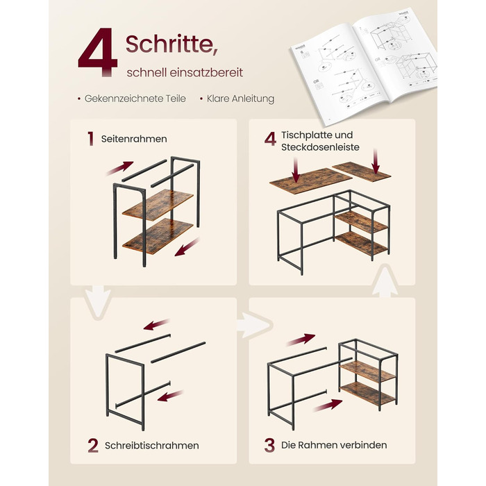 Г-подібний кутовий стіл, комп&39ютерний стіл з місцем для зберігання, офісний стіл, полиця з регульованою висотою, для домашнього офісу, 110 x 80 см, вінтажний коричневий LWD135KD01 Вінтажний коричневий 110 x 80 см Без подовжувача