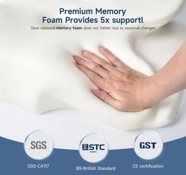 Ергономічна подушка Dreamzz з піни з ефектом пам&39яті, контурний дизайн для підтримки сну, світло-блакитний та білий