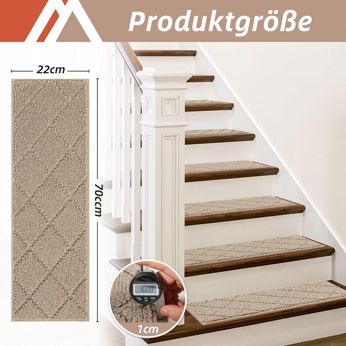 Килимок для сходів 15 шт 70 х 22 см бежевий COSY HOMEER